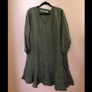 Cynthia Ashby asymmetrical linen dress, green